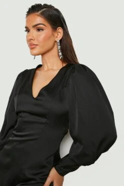 Vestito A Trapezio In Raso Con Maniche Ampie -Negozio al dettaglio Vestiti gzz25255 black xl 3