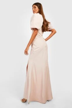 Vestito Maxi In Raso Con Maniche A Sbuffo -Negozio al dettaglio Vestiti gzz25391 champagne xl 1