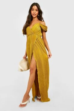 Vestito Scaldacuore Maxi Plissettato Con Spalle Scoperte