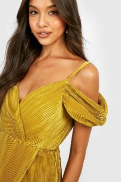 Vestito Scaldacuore Maxi Plissettato Con Spalle Scoperte -Negozio al dettaglio Vestiti gzz25420 olive xl 3