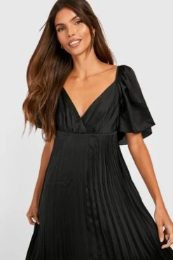 Vestito Midi A Pieghe Con Maniche Ad Angelo -Negozio al dettaglio Vestiti gzz25439 black xl 3