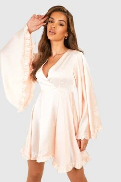 Vestito Scaldacuore Skater In Raso Con Maniche Ampie 6 Vestito Scaldacuore Skater In Raso Con Maniche Ampie -Negozio al dettaglio Vestiti gzz25440 champagne xl 2