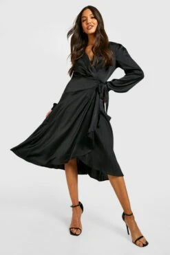 Vestito Skater Midi In Raso Con Dettagli A Incrocio