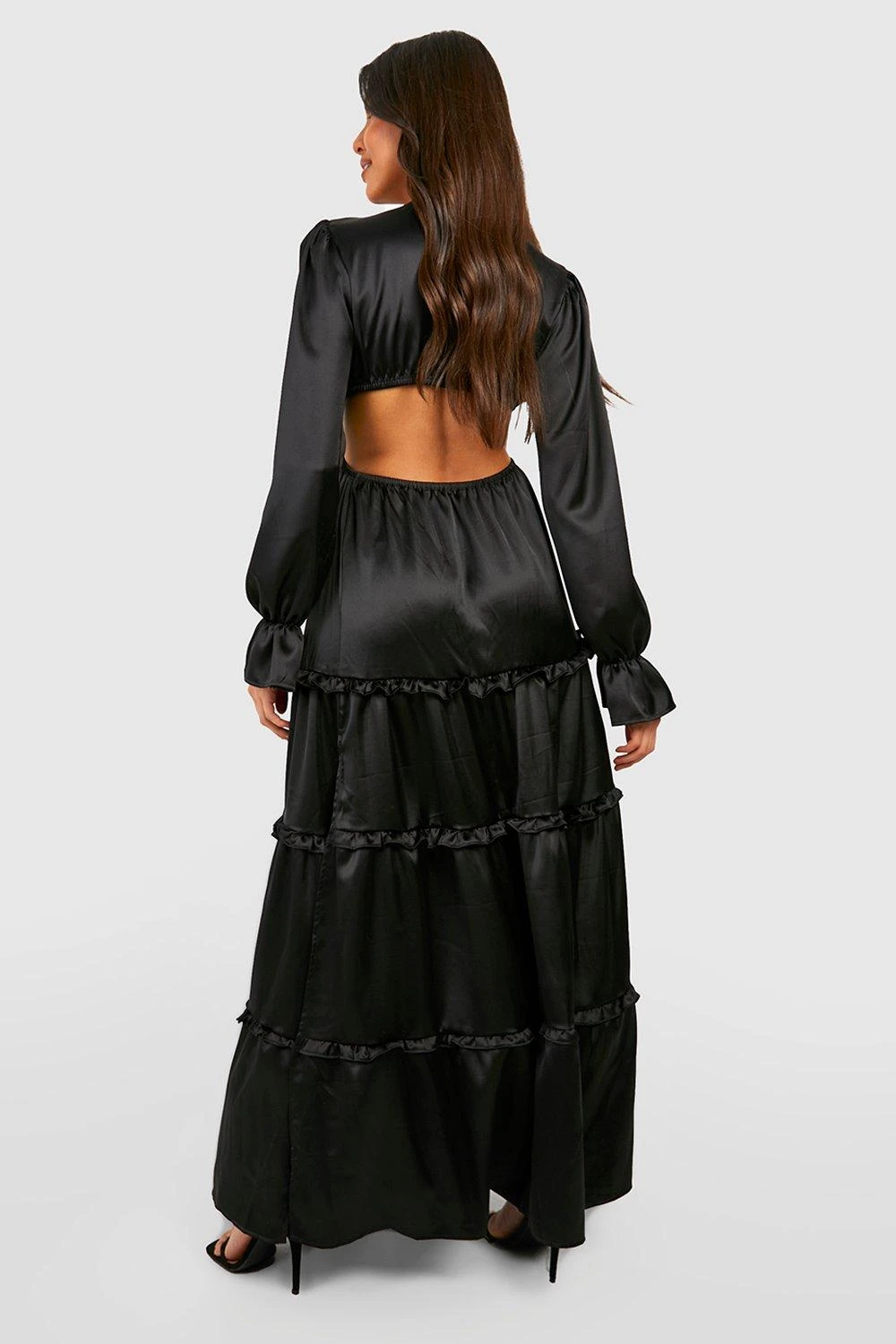 Vestito Maxi In Raso Con Dettagli Arricciati E Scollo Profondo 2 Vestito Maxi In Raso Con Dettagli Arricciati E Scollo Profondo - immagine 2