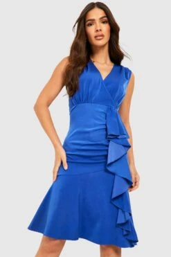 Vestito Scaldacuore Midi In Raso Con Arricciature -Negozio al dettaglio Vestiti gzz25464 bright20blue xl 2