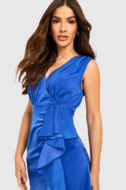 Vestito Scaldacuore Midi In Raso Con Arricciature -Negozio al dettaglio Vestiti gzz25464 bright20blue xl 3