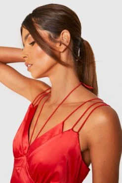 Vestito Maxi Da Cerimonia In Raso Con Spalline -Negozio al dettaglio Vestiti gzz25469 rust xl 3