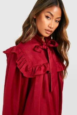 Vestito Grembiule Con Arricciature E Fiocco Al Collo -Negozio al dettaglio Vestiti gzz25476 wine xl 3