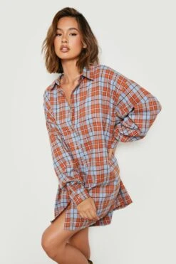 Vestito Camicia Oversize A Quadri -Negozio al dettaglio Vestiti gzz25486 orange xl 2