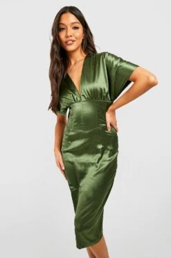 Vestito Midi A Corsetto In Raso -Negozio al dettaglio Vestiti gzz25488 olive xl 2