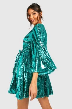 Vestito Scaldacuore Da Party Con Paillettes E Maniche Ampie -Negozio al dettaglio Vestiti gzz25503 green xl 1