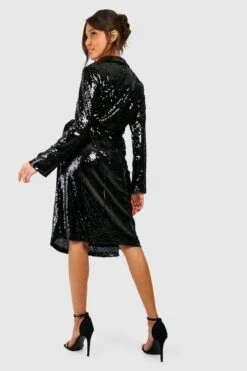 Vestito Scaldacuore Da Party A Camicia Midi Con Paillettes -Negozio al dettaglio Vestiti gzz25504 black xl 1