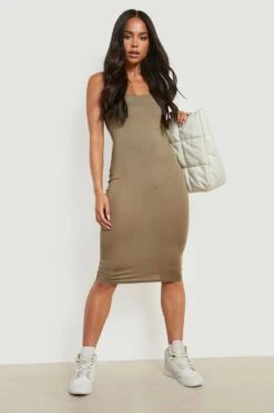 Vestito Midi Petite Basic Con Scollo Rotondo