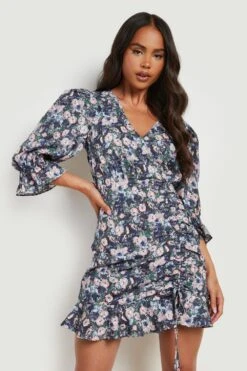 Vestito Scaldacuore Petite A Fiori Con Ruches -Negozio al dettaglio Vestiti gzz25623 navy xl 3