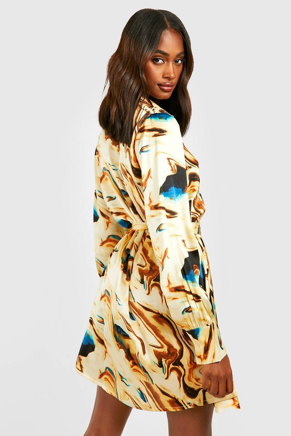 Vestito Camicia In Fantasia Cachemire Con Cintura 2 Vestito Camicia In Fantasia Cachemire Con Cintura - immagine 2