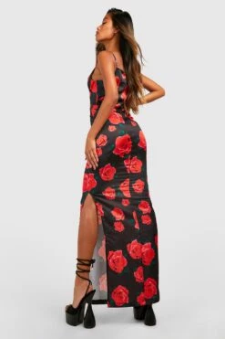 Vestito Pull-on Maxi Asimmetrico A Fiori -Negozio al dettaglio Vestiti gzz25729 black xl 1