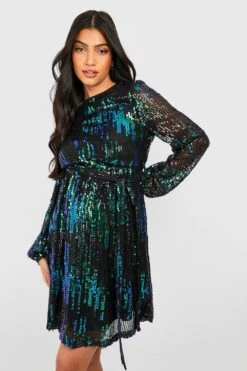 Vestito A Trapezio Premaman A Zig Zag Con Paillettes E Laccetti In Vita