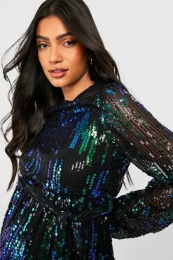 Vestito A Trapezio Premaman A Zig Zag Con Paillettes E Laccetti In Vita -Negozio al dettaglio Vestiti gzz26008 black xl 3