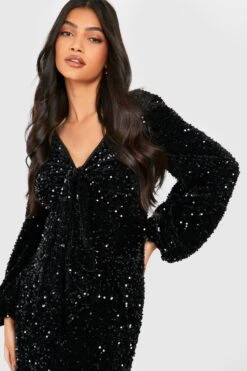 Vestito Midi Premaman Con Paillettes E Laccetti Frontali 6 Vestito Midi Premaman Con Paillettes E Laccetti Frontali -Negozio al dettaglio Vestiti gzz26047 black xl 2