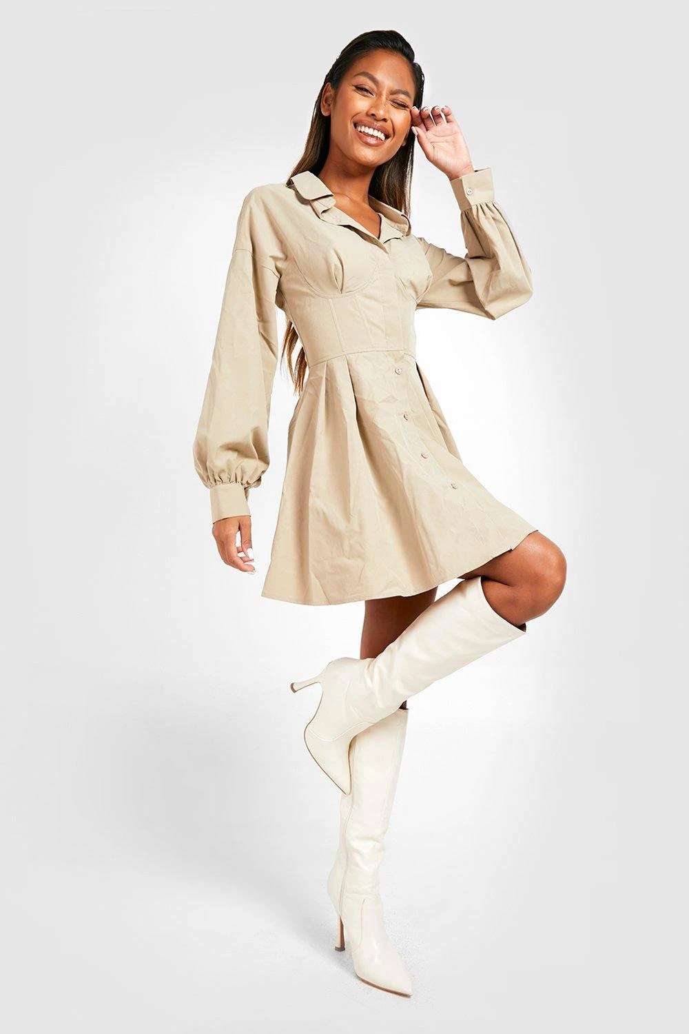 Vestito Camicia Con Dettagli Stile Corsetto 1 Vestito Camicia Con Dettagli Stile Corsetto