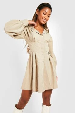 Vestito Camicia Con Dettagli Stile Corsetto 6 Vestito Camicia Con Dettagli Stile Corsetto -Negozio al dettaglio Vestiti gzz26057 sand xl 2