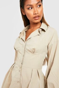Vestito Camicia Con Dettagli Stile Corsetto 7 Vestito Camicia Con Dettagli Stile Corsetto -Negozio al dettaglio Vestiti gzz26057 sand xl 3