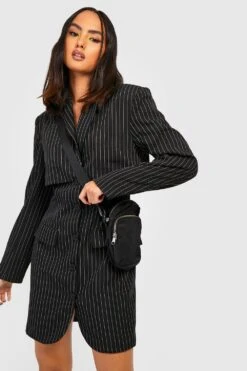 Vestito Blazer Su Due Livelli A Righe Verticali