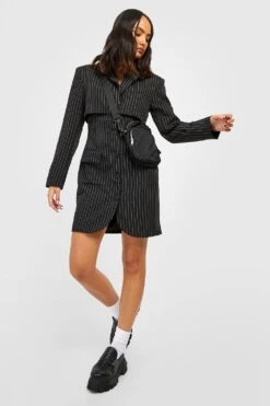 Vestito Blazer Su Due Livelli A Righe Verticali -Negozio al dettaglio Vestiti gzz26078 black xl 2