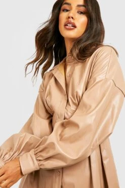 Vestito Camicia A Corsetto Effetto Pelle -Negozio al dettaglio Vestiti gzz26346 sand xl 3