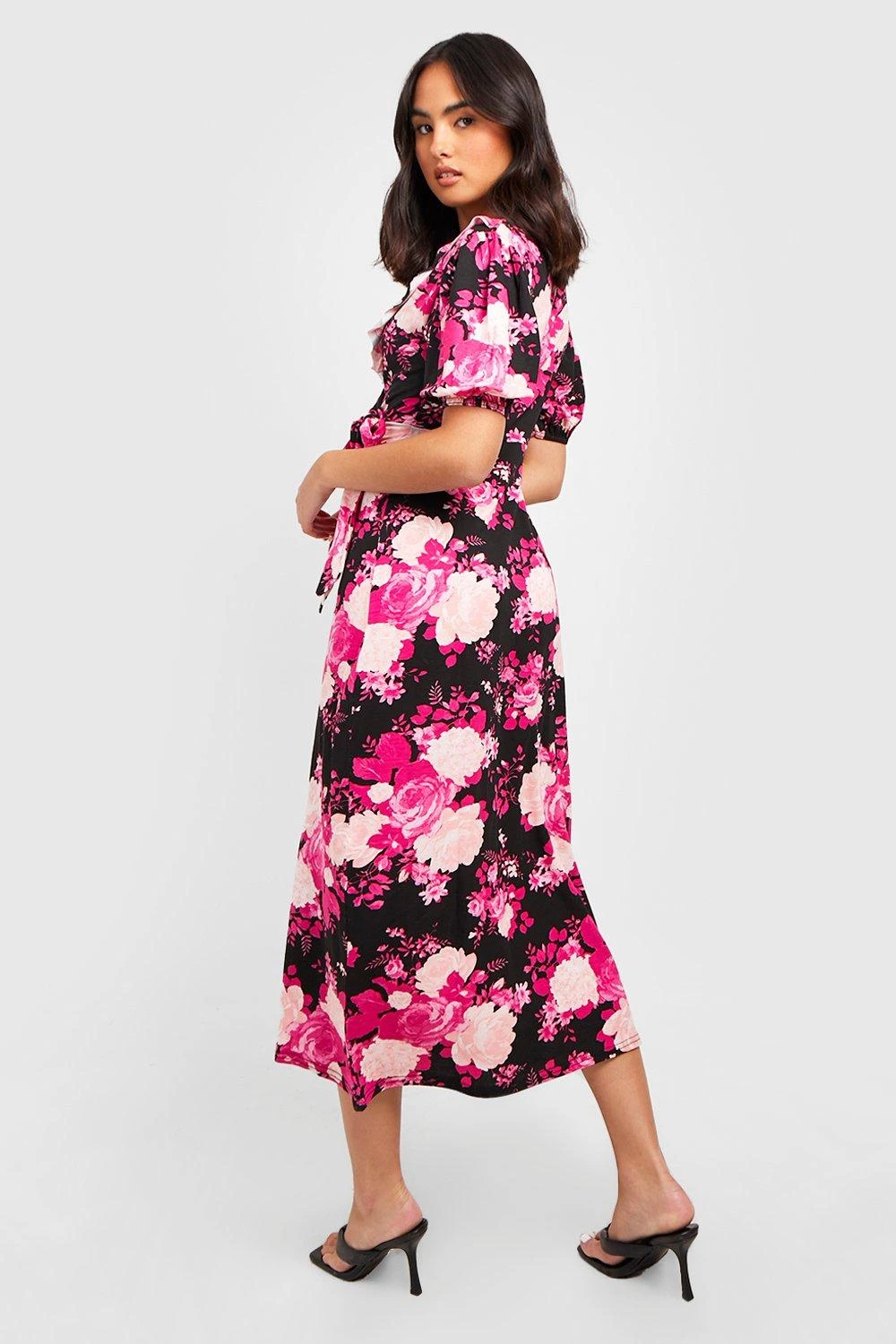 Vestito Scaldacuore Midi A Fiori Con Arricciature 2 Vestito Scaldacuore Midi A Fiori Con Arricciature - immagine 2