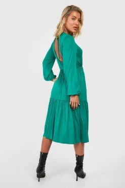 Vestito Grembiule Midi Allacciato Sul Retro Con Balze -Negozio al dettaglio Vestiti gzz26419 green xl 1