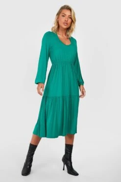 Vestito Grembiule Midi Allacciato Sul Retro Con Balze -Negozio al dettaglio Vestiti gzz26419 green xl 2