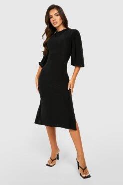 Vestito Midi Seducente A Collo Alto Con Maniche A Palloncino -Negozio al dettaglio Vestiti gzz26421 black xl 3