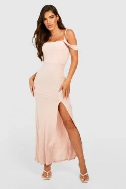 Vestito Maxi Seducente Con Maniche Drappeggiate