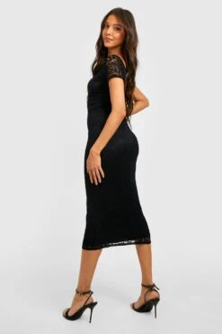 Vestito Longuette In Pizzo Con Scollo Bardot -Negozio al dettaglio Vestiti gzz26436 black xl 1