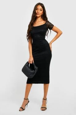 Vestito Longuette In Pizzo Con Scollo Bardot -Negozio al dettaglio Vestiti gzz26436 black xl 3