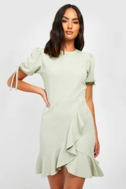 Vestito Skater Con Trama E Laccetti Sui Polsini