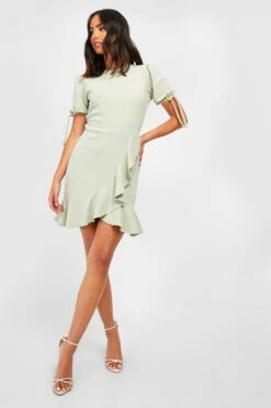 Vestito Skater Con Trama E Laccetti Sui Polsini -Negozio al dettaglio Vestiti gzz26456 sage xl 2