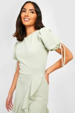 Vestito Skater Con Trama E Laccetti Sui Polsini -Negozio al dettaglio Vestiti gzz26456 sage xl 3