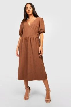 Vestito Scaldacuore Con Trama E Maniche A Sbuffo -Negozio al dettaglio Vestiti gzz26458 chocolate xl 2