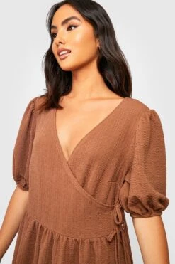 Vestito Scaldacuore Con Trama E Maniche A Sbuffo -Negozio al dettaglio Vestiti gzz26458 chocolate xl 3