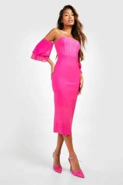 Vestito Midi Fasciante A Corsetto Con Spalle Scoperte