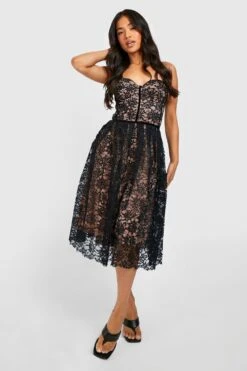 Vestito Midi A Corsetto Petite Premium In Pizzo Con Spalline -Negozio al dettaglio Vestiti gzz26750 black xl 2