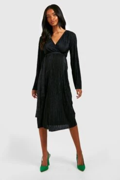 Vestito Scaldacuore Midi Premaman Plissettato -Negozio al dettaglio Vestiti gzz26886 black xl 2