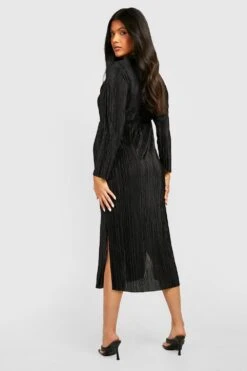Vestito Midi Premaman Plissettato Con Spacco Laterale -Negozio al dettaglio Vestiti gzz26888 black xl 1