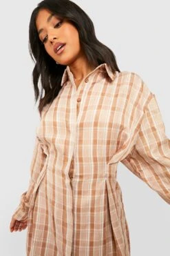 Vestito Camicia Petite A Quadri Regolabile In Vita -Negozio al dettaglio Vestiti gzz26985 stone xl 3