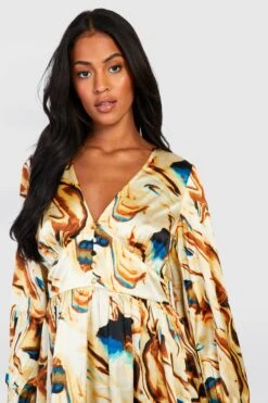 Vestito Grembiule Tall Con Scollo A V E Stampa Marmorizzata 7 Vestito Grembiule Tall Con Scollo A V E Stampa Marmorizzata -Negozio al dettaglio Vestiti gzz27076 brown xl 3