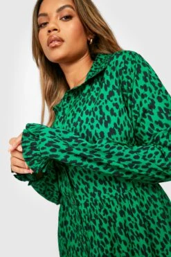 Vestito Camicia A Grembiule Plus Size In Fantasia Animalier -Negozio al dettaglio Vestiti gzz27141 green xl 3