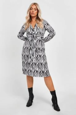 Vestito Camicia Midi Plus Size Zebrato 6 Vestito Camicia Midi Plus Size Zebrato -Negozio al dettaglio Vestiti gzz27170 black xl 2