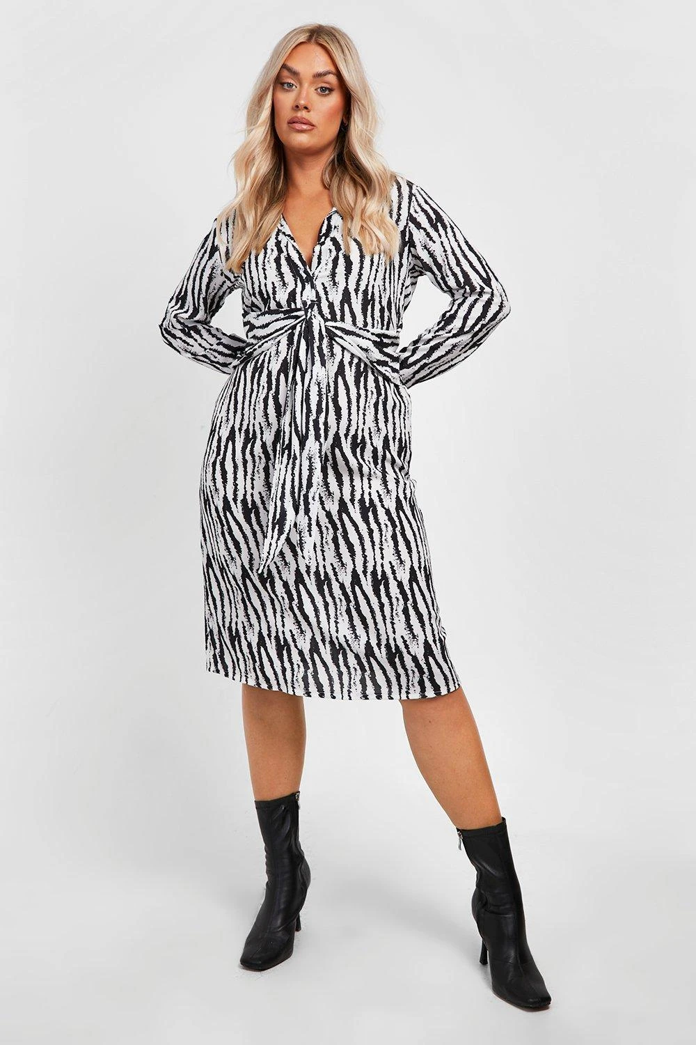 Vestito Camicia Midi Plus Size Zebrato 3 Vestito Camicia Midi Plus Size Zebrato - immagine 3